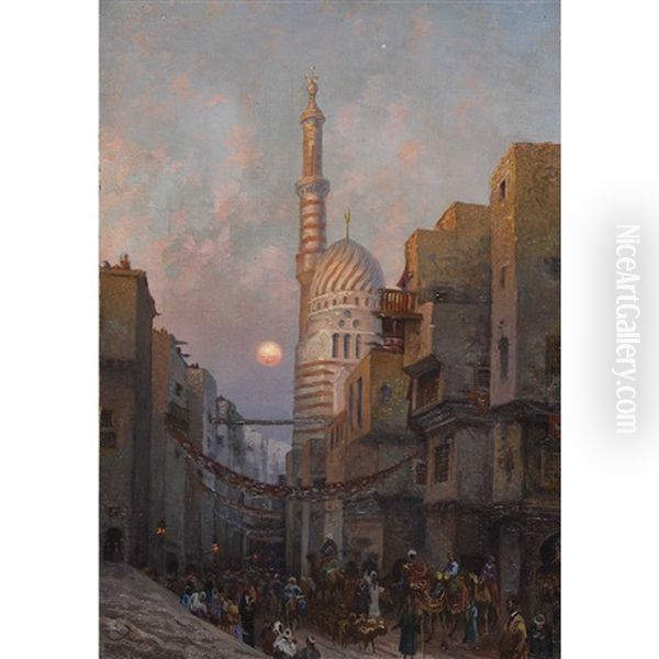 Abendstimmung In Kairo Oil Painting by Edouard Jeanmaire