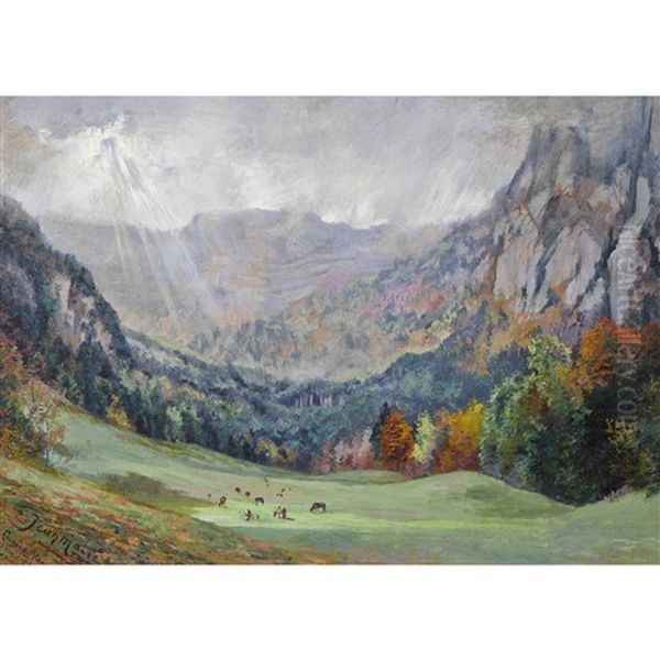 Le Creux-du-van, Des Vents Et De La Pluie Oil Painting by Edouard Jeanmaire