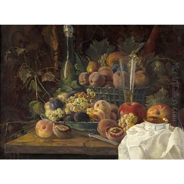 Fruchtestillleben Oil Painting by Edouard Jeanmaire