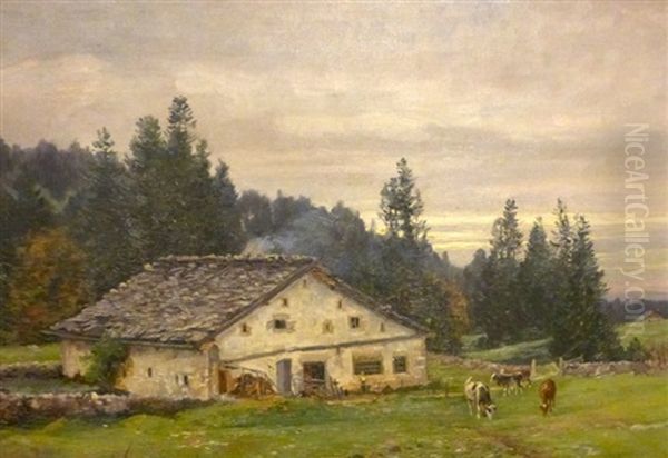 Ferme En Montagne Oil Painting by Edouard Jeanmaire