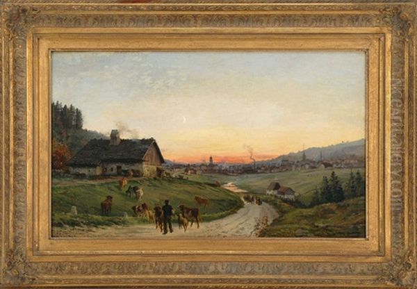 Vue De La Chaux De Fond Oil Painting by Edouard Jeanmaire