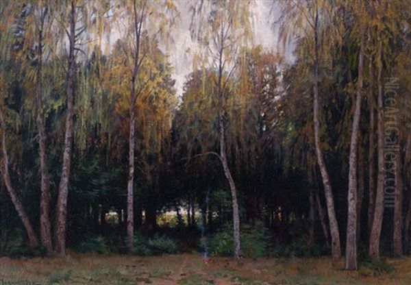 Bouleaux Et Sapins Oil Painting by Edouard Jeanmaire