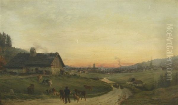 Vue De La Chaux De Fond Oil Painting by Edouard Jeanmaire