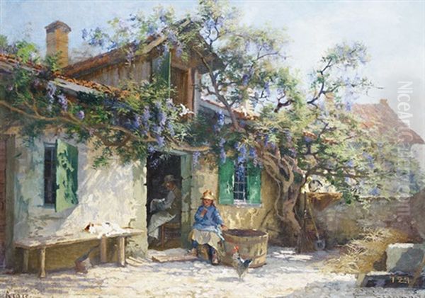 La Glicine En Fleurs, Arare Oil Painting by Edouard Jeanmaire