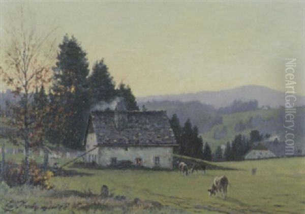 Soir D'automne A La Cibourg Oil Painting by Edouard Jeanmaire