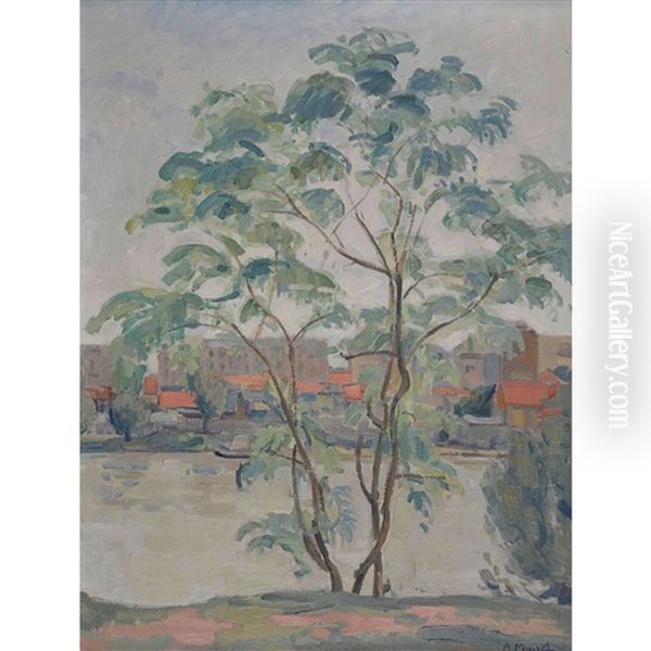 L'arbre Au Bord De La Riviere Oil Painting by Charles Jean-Mairet