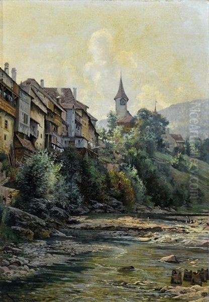 A Boudry Oil Painting by Edouard Jeanmarie