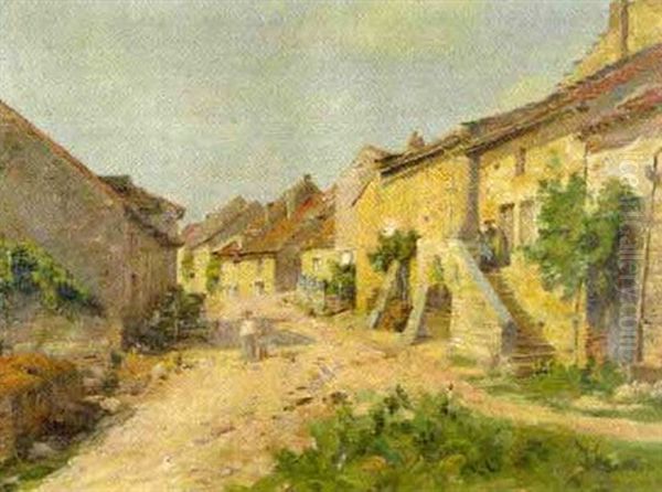 Village Oil Painting by Alfred Pierre Joseph Jeanmougin