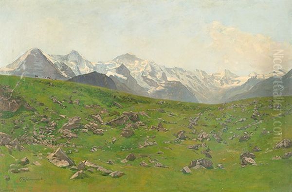 Alp, Wohl Bei Der Kleinen Scheidegg Oil Painting by Gustave Jeanneret