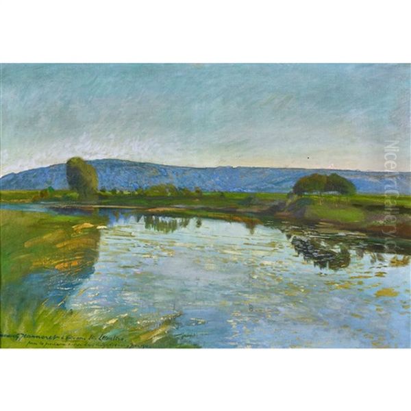 Sommerliche Flusslandschaft Oil Painting by Gustave Jeanneret