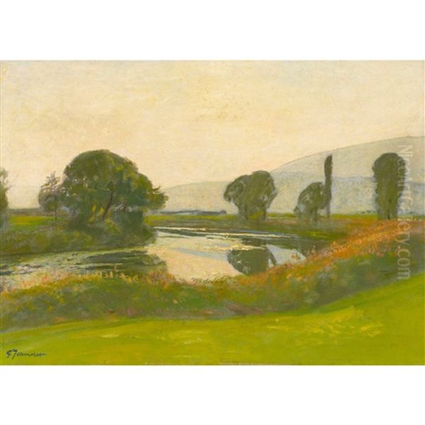 Abendliche Flusspartie Oil Painting by Gustave Jeanneret