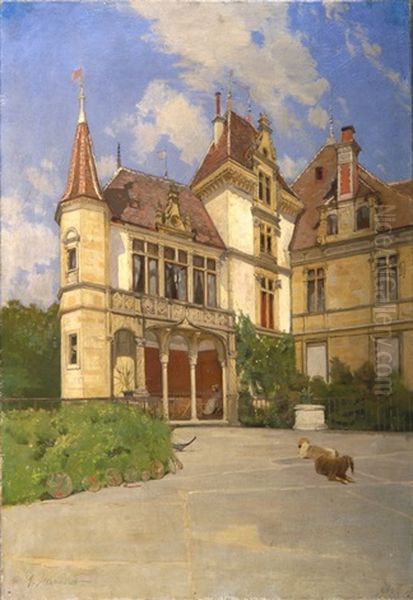 Le Chateau De Gorgier Oil Painting by Gustave Jeanneret