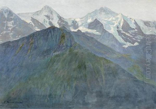 Eiger, Monch Und Jungfrau Oil Painting by Gustave Jeanneret