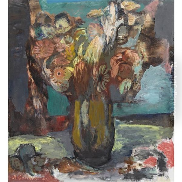 Nature Morte Aux Fleurs Oil Painting by Roger Constant Jeanneret