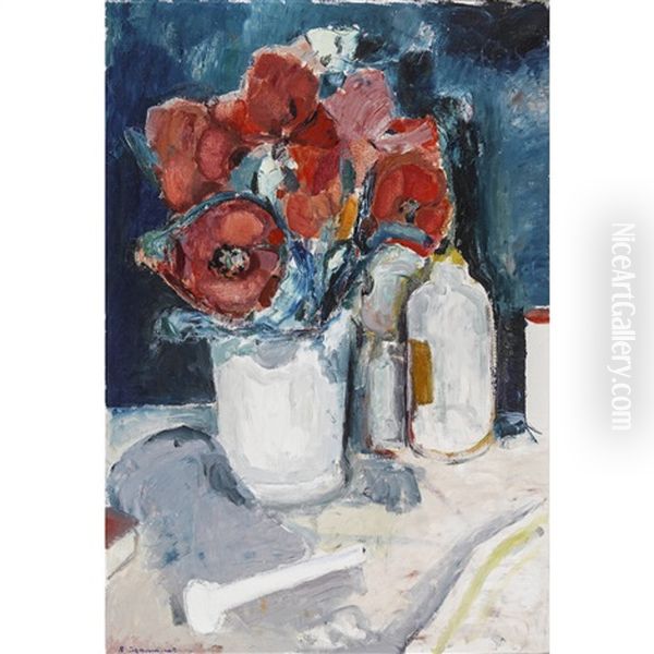 Nature Morte Aux Coquelicots Oil Painting by Roger Constant Jeanneret