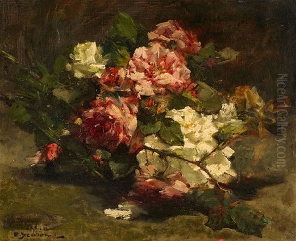 Floral Still Life Oil Painting by Georges Jeannin