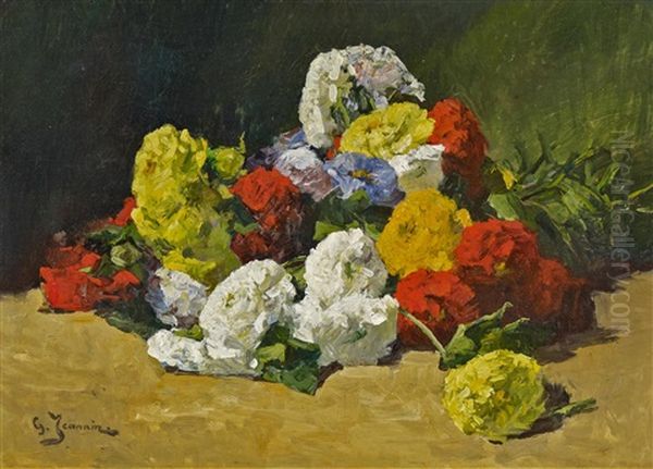 Blumengebinde Mit Chrysanthemen Oil Painting by Georges Jeannin