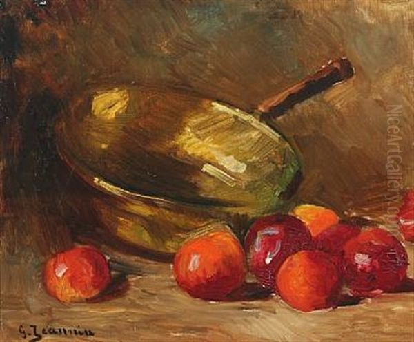 Still Life With Apples And A Brass Pot Oil Painting by Georges Jeannin