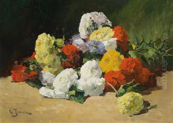 Blumenstillleben Oil Painting by Georges Jeannin