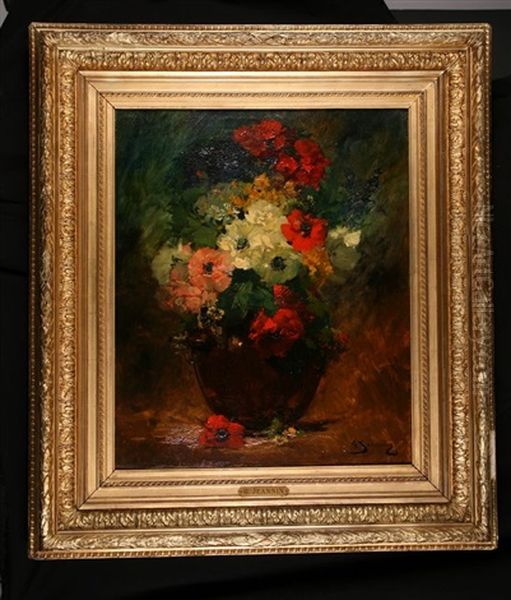 Bouquet D'anemones Dans Un Vase Oil Painting by Georges Jeannin