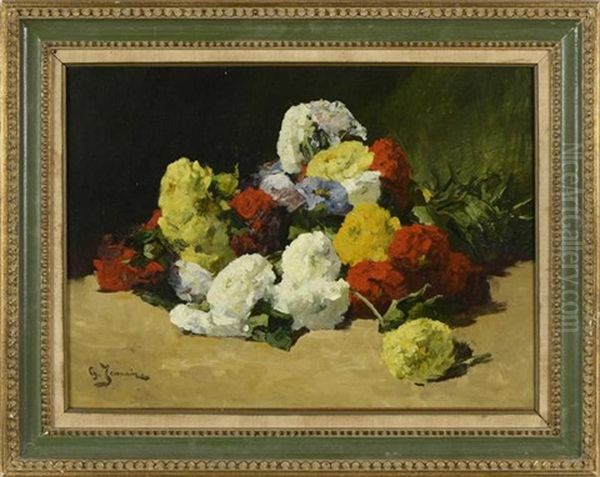 Jete De Pivoines Oil Painting by Georges Jeannin