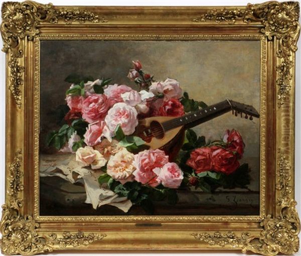 Still Life Of Roses Oil Painting by Georges Jeannin