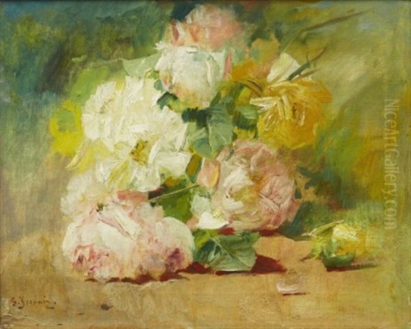 Stilleben Med Rosor Oil Painting by Georges Jeannin