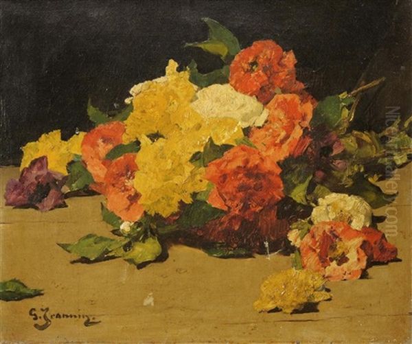 Jetee De Fleurs Oil Painting by Georges Jeannin