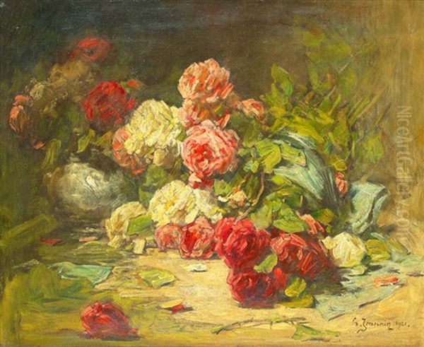 Stilleben Med Rosor Oil Painting by Georges Jeannin