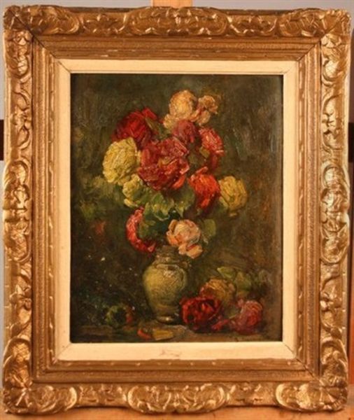 Bouquet De Fleurs Au Vase Oil Painting by Georges Jeannin