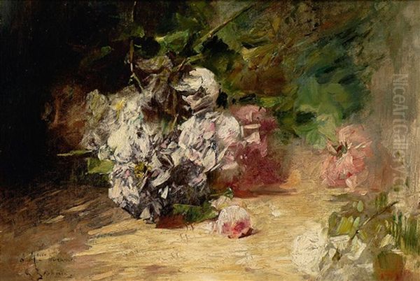 Blumenstillleben Mit Rosen Oil Painting by Georges Jeannin