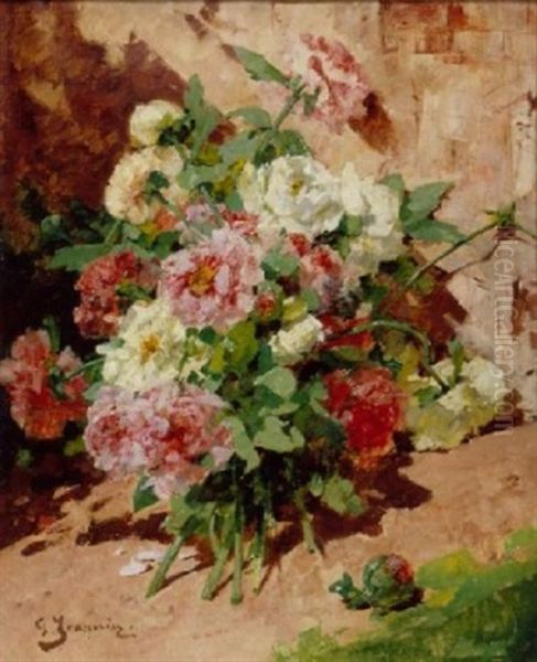 A Sunlit Bouquet Of Flowers Oil Painting by Georges Jeannin