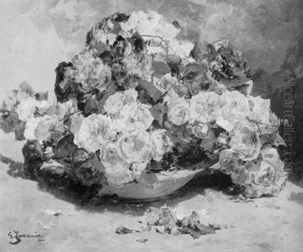 Schale Mit Rosen Oil Painting by Georges Jeannin