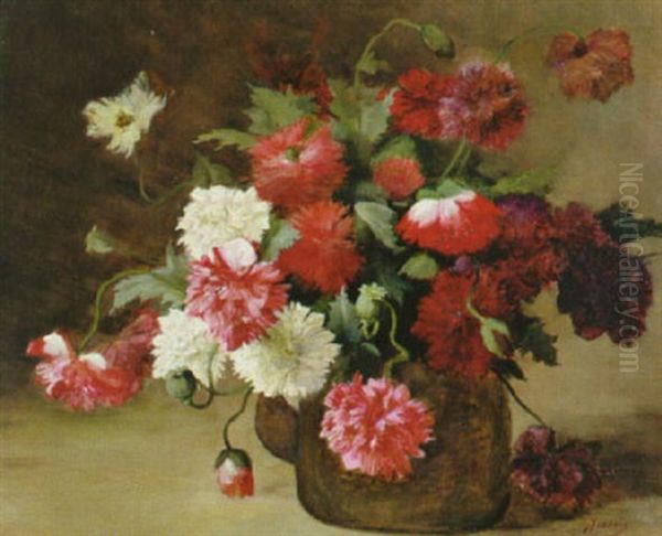 Mohnblumenstraus In Einer Vase Oil Painting by Georges Jeannin