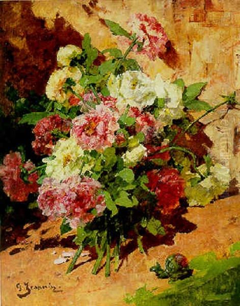 Nature Morte Aux Pivoines Oil Painting by Georges Jeannin