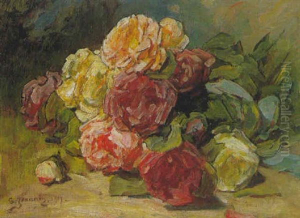 Fleurs Oil Painting by Georges Jeannin