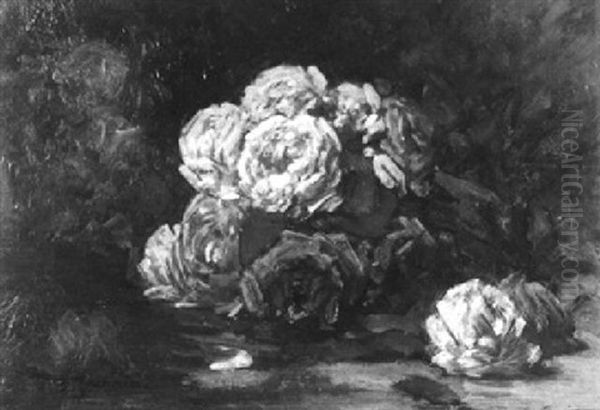 Weise Und Rote Rosen Oil Painting by Georges Jeannin