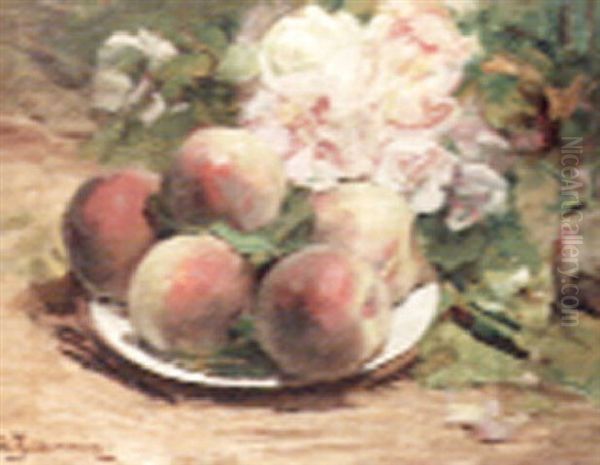 Peaches Oil Painting by Georges Jeannin