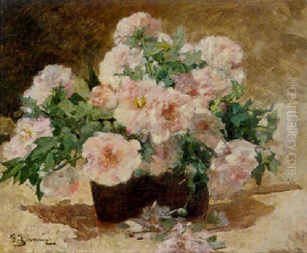 Bouquet Of Flowers Oil Painting by Georges Jeannin