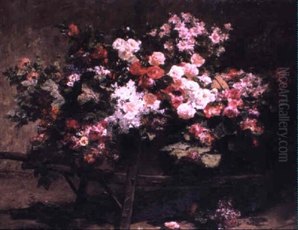 Une Brouett,e De Fleurs Oil Painting by Georges Jeannin