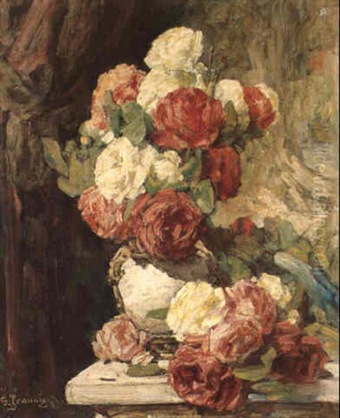 Stilleben Mit Rosen Oil Painting by Georges Jeannin