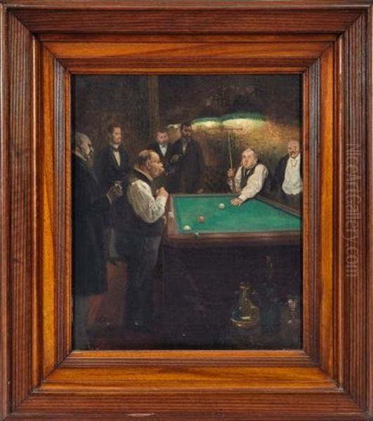 La Partie De Billard Oil Painting by Pierre Georges Jeanniot