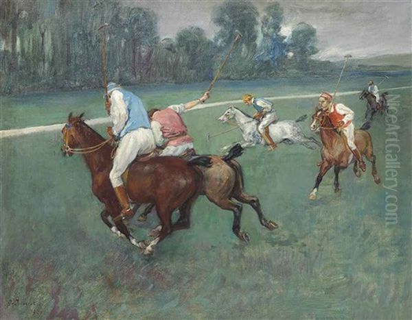 A Game Of Polo Oil Painting by Pierre Georges Jeanniot