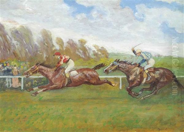 The Finish Line Oil Painting by Pierre Georges Jeanniot