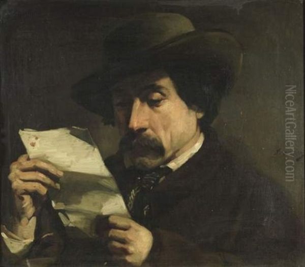 Portrait De Theophile Sylvestre (journaliste Critique D'art) Oil Painting by Philippe Auguste Jeanron