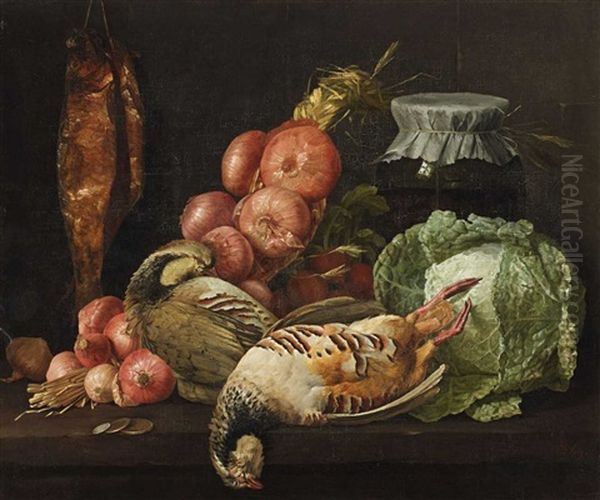 Kitchen Still Life Oil Painting by Nicolas Henry Jeaurat De Bertry