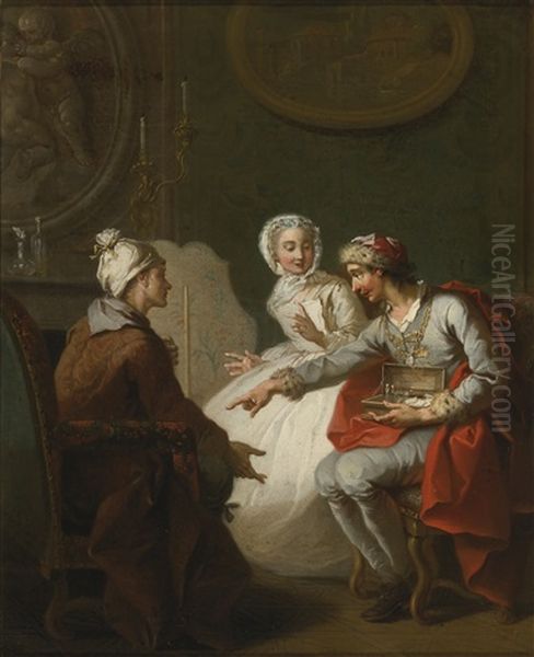 The Doctor's Visit, Or The Charlatan, Also Known As Le Marchand D'orvietan Or L'operateur Barri Oil Painting by Etienne Jeaurat