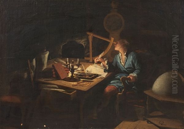 Astronomer In The Observatory Oil Painting by Etienne Jeaurat