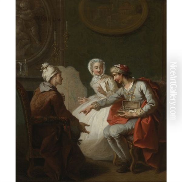 The Doctor's Visit, Or The Charlatan, Also Known As Le Marchand D'orvietan Or L'operateur Barri Oil Painting by Etienne Jeaurat