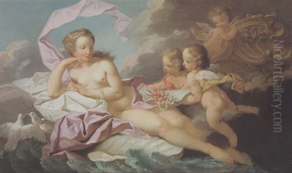 Amoretten Bringen Venus Korallen Und Perlen, Die Gaben Des Meeres - Allegorie Des Wassers Oil Painting by Etienne Jeaurat